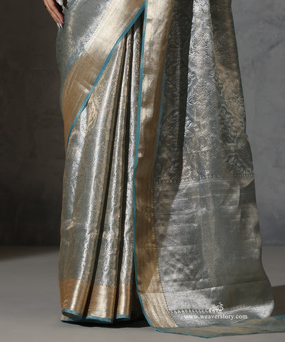 Ice_Blue_Pure_Tissue_Kora_Silk_Banarasi_Tanchoi_Saree_With_Gold_Zari_Border_WeaverStory_04