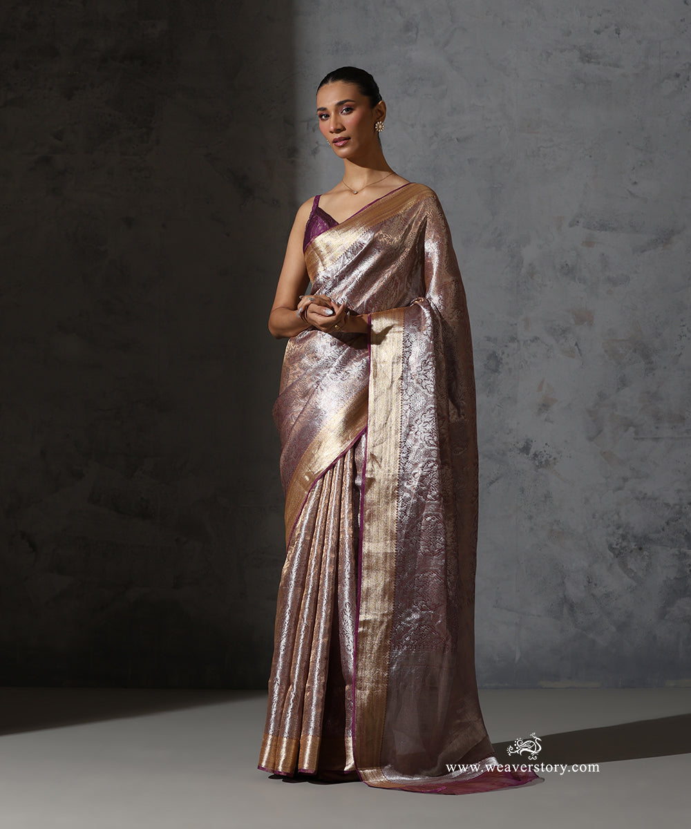 Purple_Pure_Tissue_Kora_Silk_Banarasi_Tanchoi_Saree_With_Gold_Zari_Border_WeaverStory_02