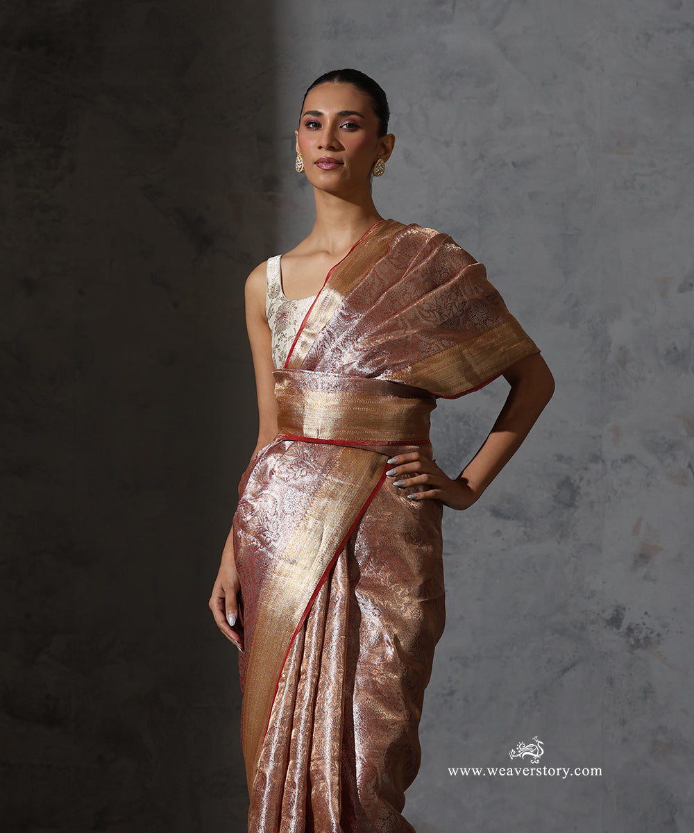Rust_Pure_Tissue_Kora_Silk_Banarasi_Tanchoi_Saree_With_Gold_Zari_Border_WeaverStory_01