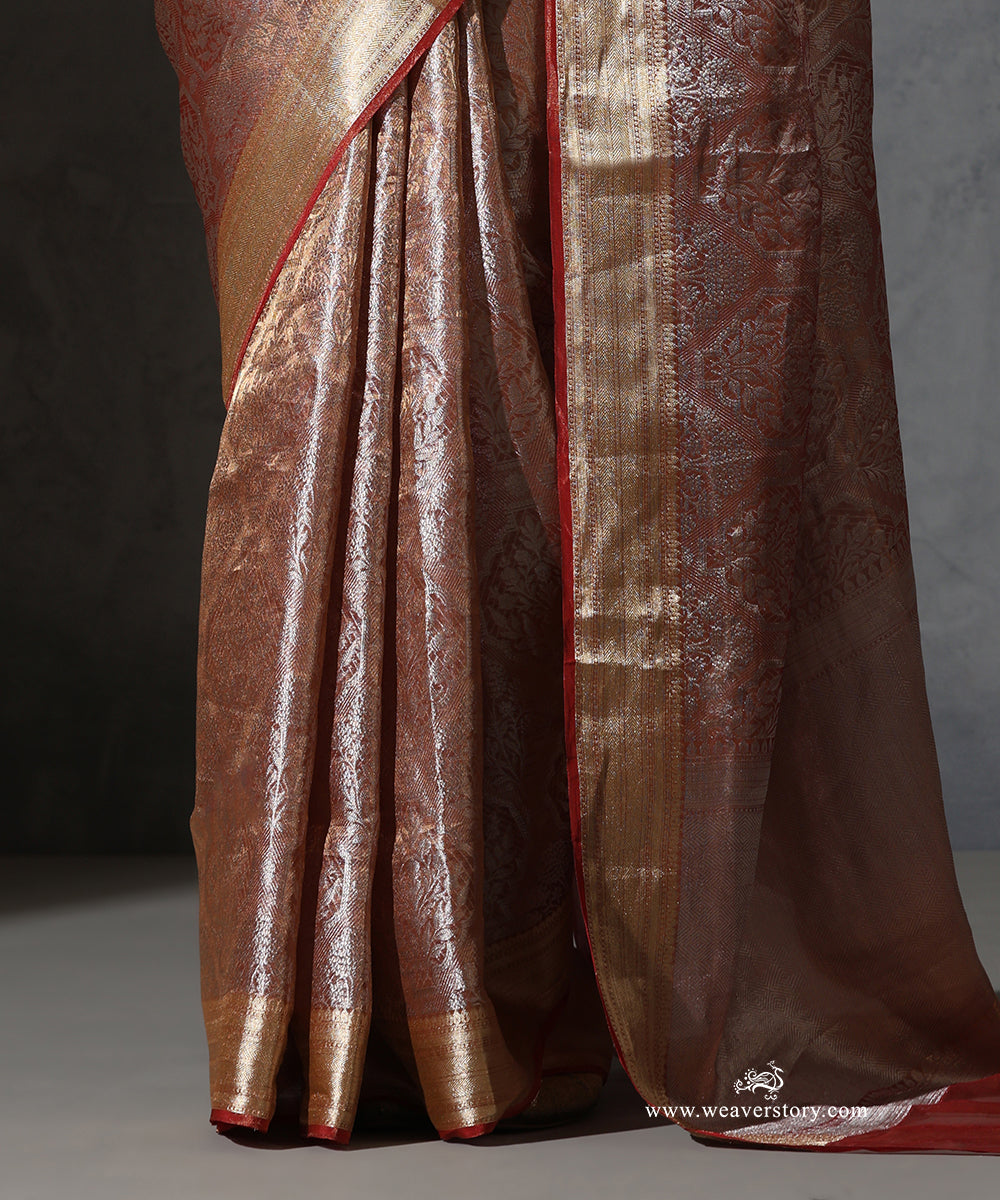Rust_Pure_Tissue_Kora_Silk_Banarasi_Tanchoi_Saree_With_Gold_Zari_Border_WeaverStory_04