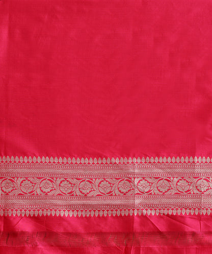 Hot_Pink_Pure_Katan_Silk_Banarasi_Checks_Saree_With_Meena_Silver_Zari_Booti_WeaverStory_05