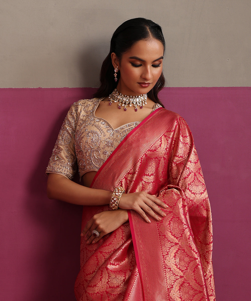 Rani_Pink_Pure_Katan_Silk_Banarasi_Kimkhab_Saree_With_Meenakari_WeaverStory_01