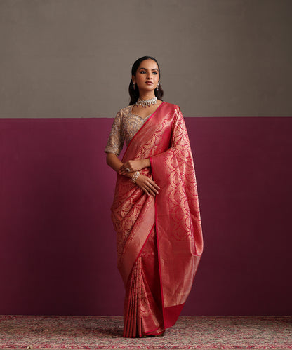 Rani_Pink_Pure_Katan_Silk_Banarasi_Kimkhab_Saree_With_Meenakari_WeaverStory_02