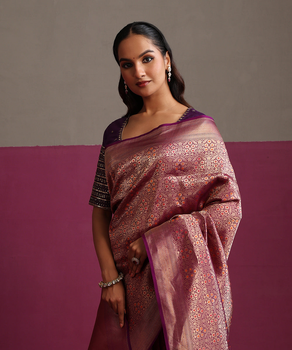 Purple_Pure_Katan_Silk_Banarasi_Kimkhab_Saree_With_Multi_Meenakari_WeaverStory_01