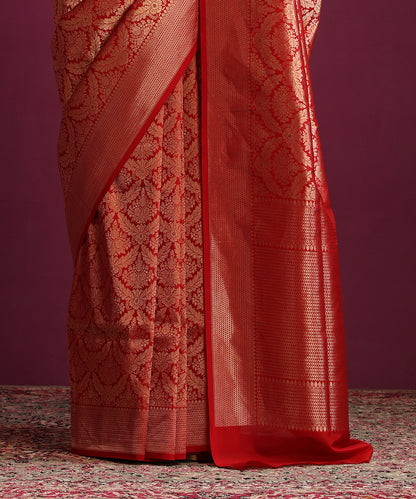 Red_Pure_Katan_Silk_Banarasi_Kimkhab_Saree_With_Multi_Meena_WeaverStory_04