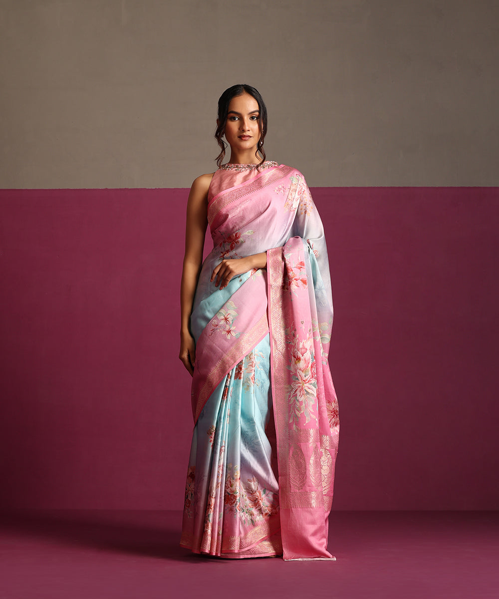 Baby_Pink_Pure_Mashru_Silk_Digital_Print_Banarasi_Saree_With_Gold_Zari_Border_WeaverStory_02
