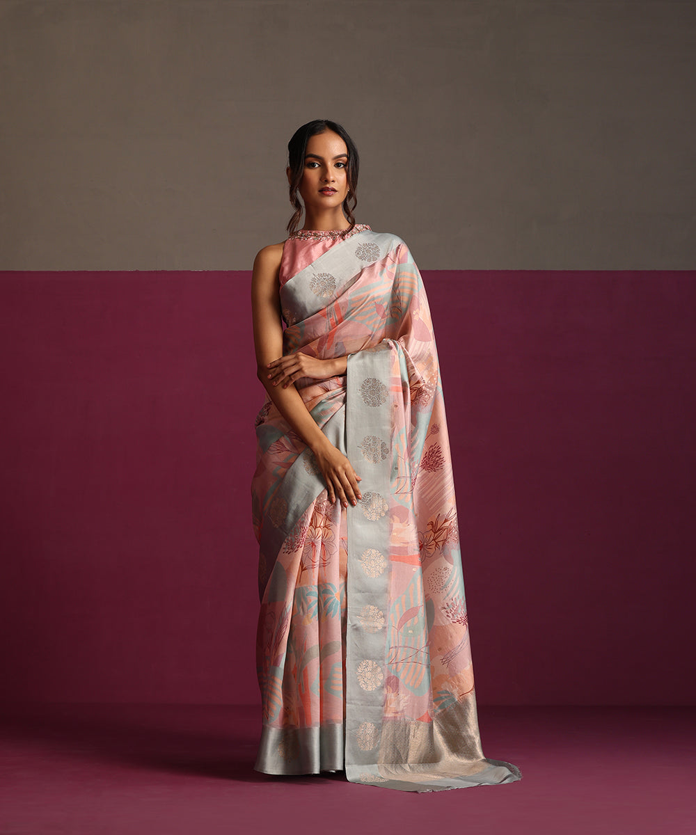 Multi_Colour_Pure_Katan_Silk_Digital_Print_Banarasi_Saree_With_Zari_Boota_WeaverStory_02