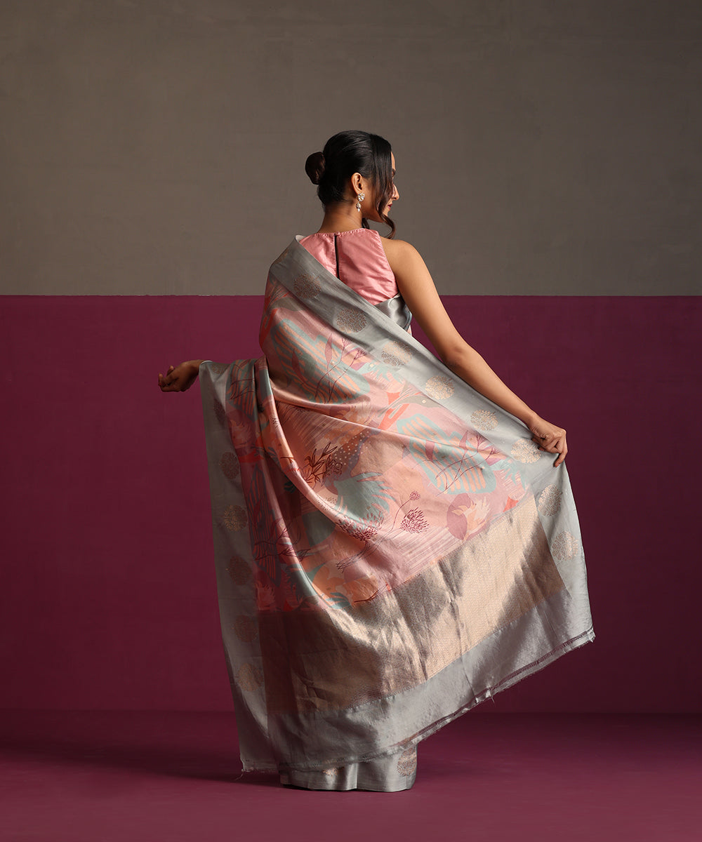 Multi_Colour_Pure_Katan_Silk_Digital_Print_Banarasi_Saree_With_Zari_Boota_WeaverStory_03