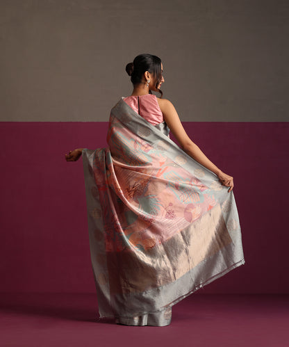 Multi_Colour_Pure_Katan_Silk_Digital_Print_Banarasi_Saree_With_Zari_Boota_WeaverStory_03