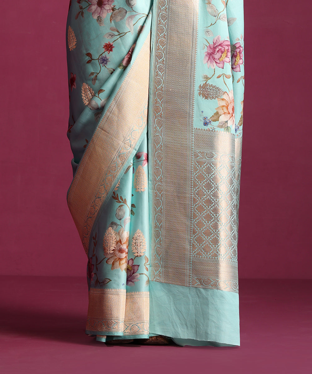 Sea_Green_Pure_Mashroo_Silk_Digital_Print_Banarasi_Saree_With_Gold_Zari_Kadhwa_Booti_WeaverStory_04