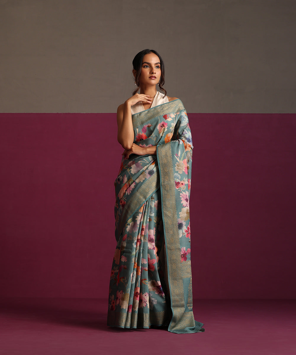 Dusty_Teal_Green_Pure_Tussar_Silk_Digital_Print_Banarasi_Saree_WeaverStory_02