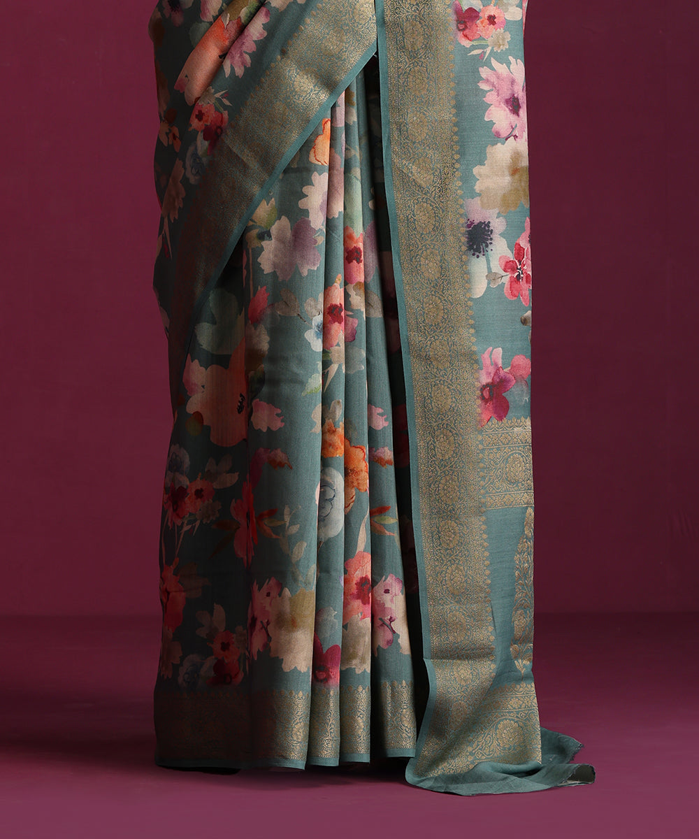 Dusty_Teal_Green_Pure_Tussar_Silk_Digital_Print_Banarasi_Saree_WeaverStory_04