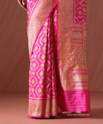 Pink_Handloom_Pure_Katan_Silk_Banarasi_Jangla_Saree_With_Tested_Zari_WeaverStory_04