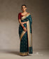 Blue_Black_Handloom_Pure_Katan_Silk_Dual_Tone_Kadhwa_Booti_Banarasi_Saree_WeaverStory_01