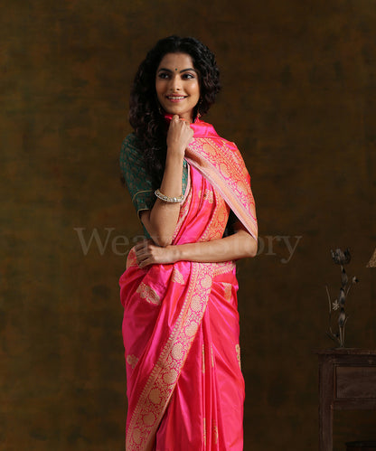 Handloom_Pink_Pure_Katan_Silk_Banarasi_Saree_with_Meenakari_Kadhwa_Boota_WeaverStory_01