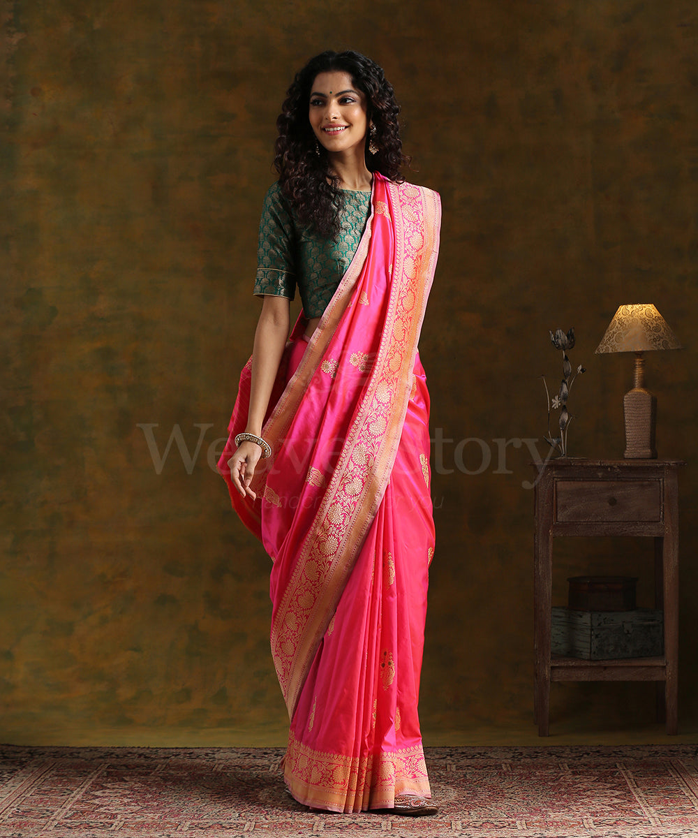 Handloom_Pink_Pure_Katan_Silk_Banarasi_Saree_with_Meenakari_Kadhwa_Boota_WeaverStory_02