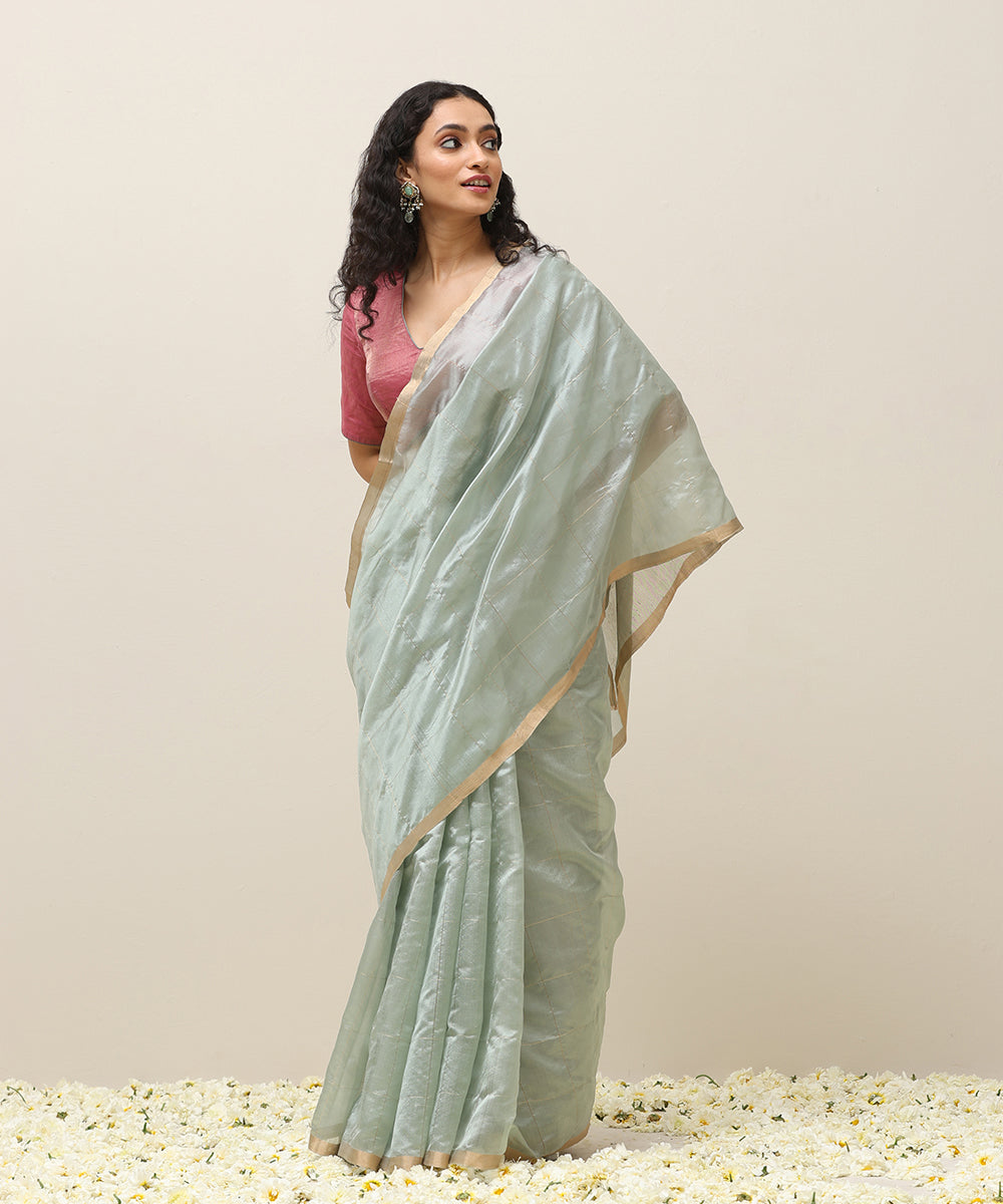 Ice_Blue_Handloom_Pure_Silk_Chanderi_Saree_With_Zari_Checks_WeaverStory_02