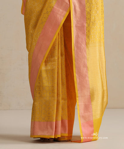 Yellow_Handloom_Pure_Katan_Silk_Banarasi_Saree_With_Tanchoi_Weave_WeaverStory_04
