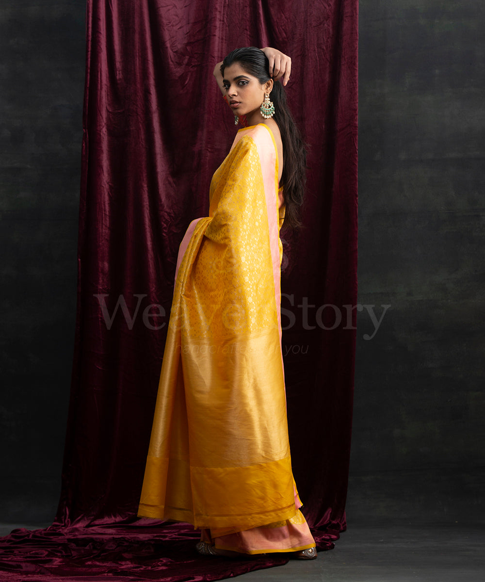 Yellow_Handloom_Tanchoi_Pure_Katan_Silk_Banarasi_Saree_With_Purple_Blouse_WeaverStory_03