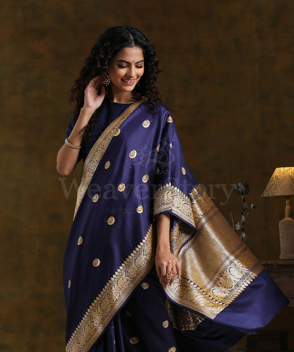 Blue_Handloom_Pure_Katan_Silk_Banarasi_Saree_with_Chaand_Boota_WeaverStory_01