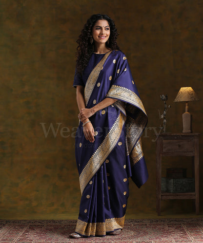 Blue_Handloom_Pure_Katan_Silk_Banarasi_Saree_with_Chaand_Boota_WeaverStory_02