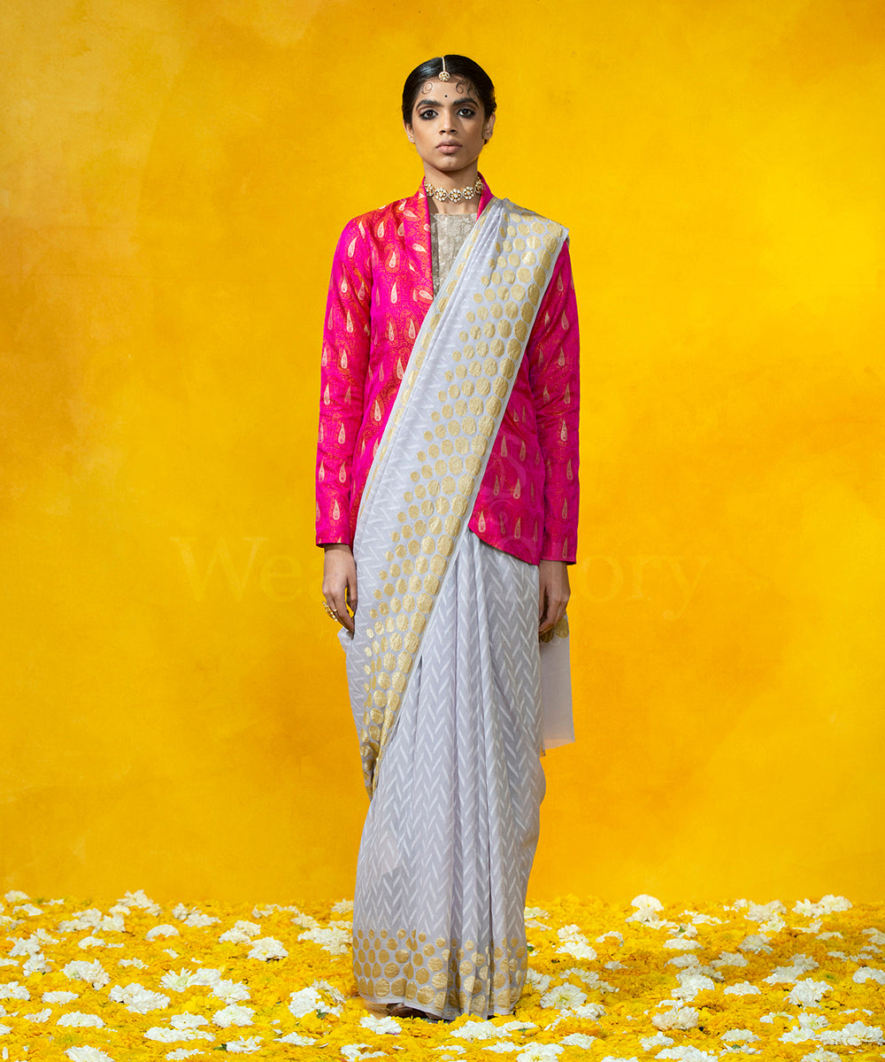 Handloom_Light_Mauve_Georgette_Tanchoi__Banarasi_Saree_With_Polka_Dots_Border_WeaverStory_02