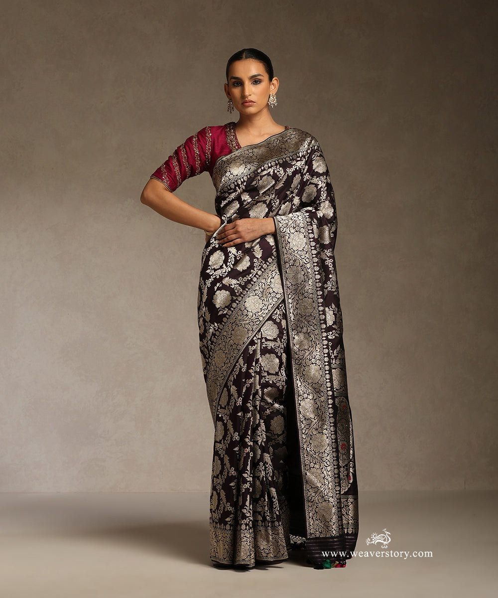 Dark_Purple_Handloom_Pure_Katan_Kahdwa_Jangla_Banarasi_Saree_With_Meenakari_WeaverStory_01
