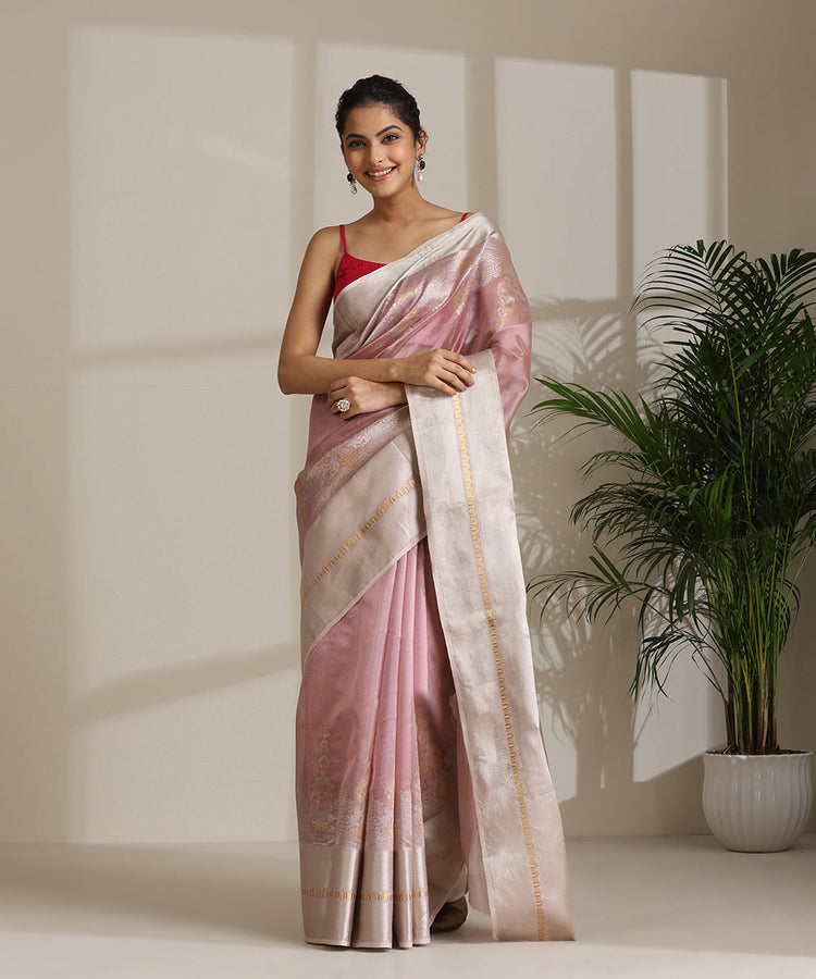 Pure Chanderi Wide Stripe Saree main image 1