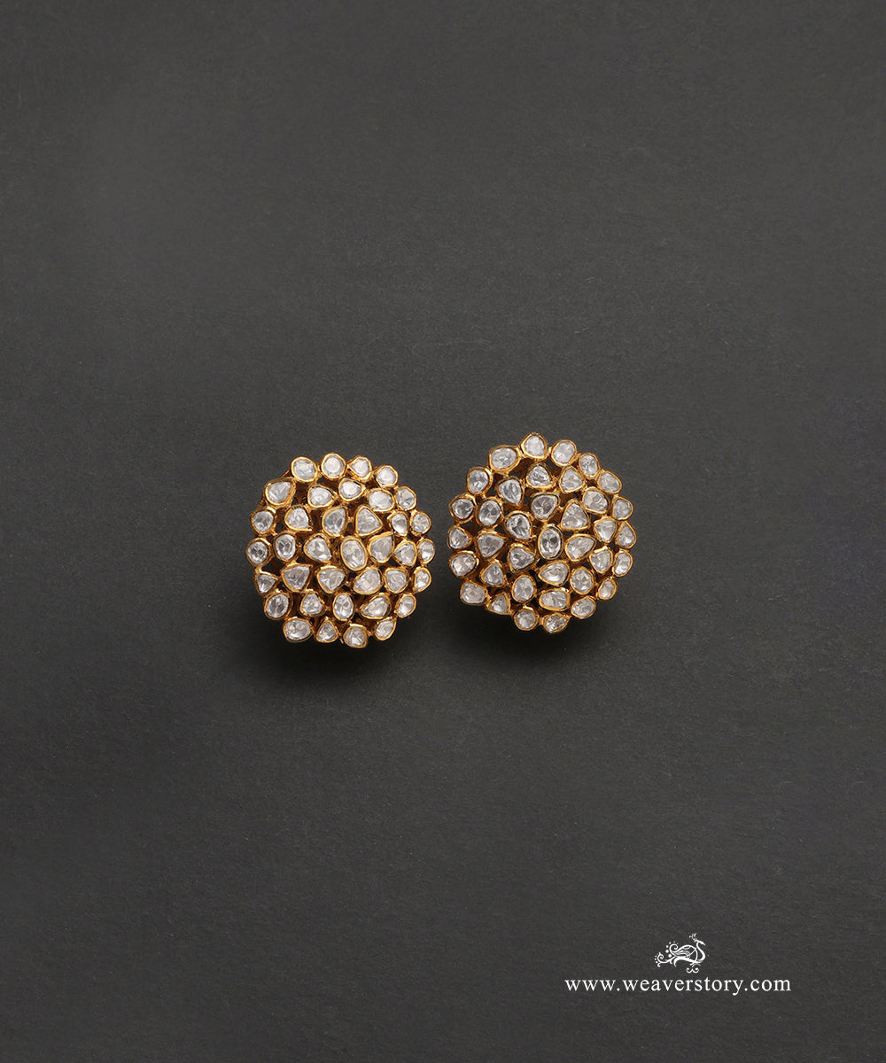 Chahat_Handcrafted_Pure_Silver_Moissanite_Polki_Studs_WeaverStory_02