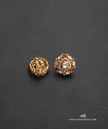 Iravya_Handcrafted_Pure_Silver_Moissanite_Polki_Green_Studs_WeaverStory_03