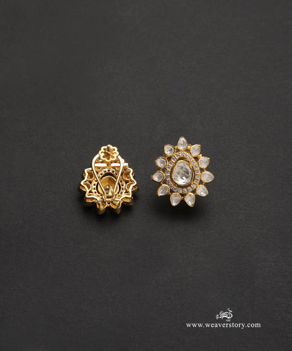Rivya_Handcrafted_Pure_Silver_Moissanite_Polki_Studs_WeaverStory_02