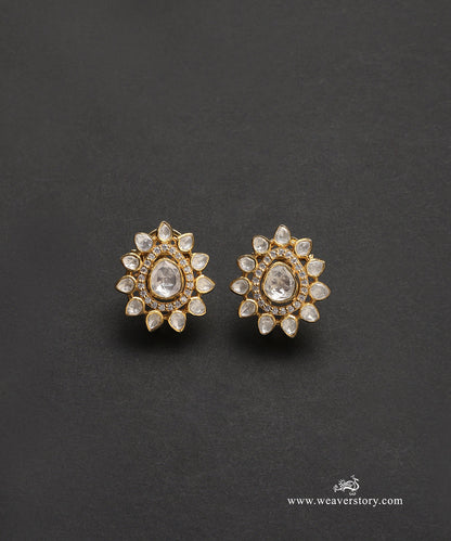 Rivya_Handcrafted_Pure_Silver_Moissanite_Polki_Studs_WeaverStory_03