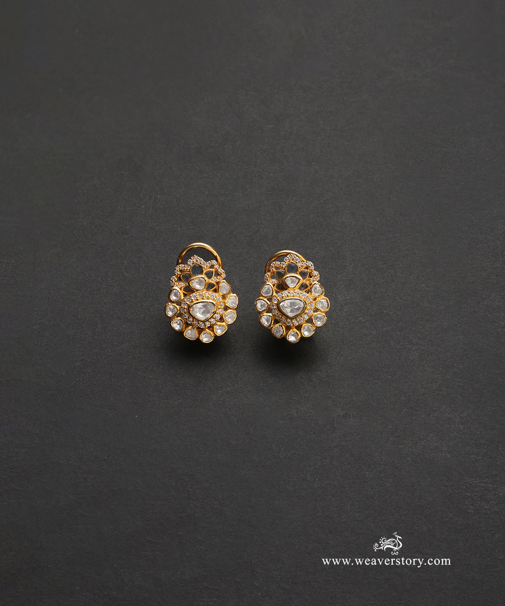 Oshina_Handcrafted_Pure_Silver_Moissanite_Polki_Studs_WeaverStory_02