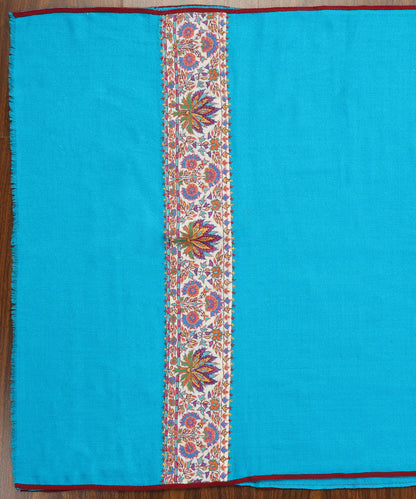 Turquoise_Handwoven_Pure_Pashmina_Stoles_With_Hand_Appliqued_Kashidakari_Border_WeaverStory_02