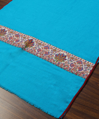 Turquoise_Handwoven_Pure_Pashmina_Stoles_With_Hand_Appliqued_Kashidakari_Border_WeaverStory_03