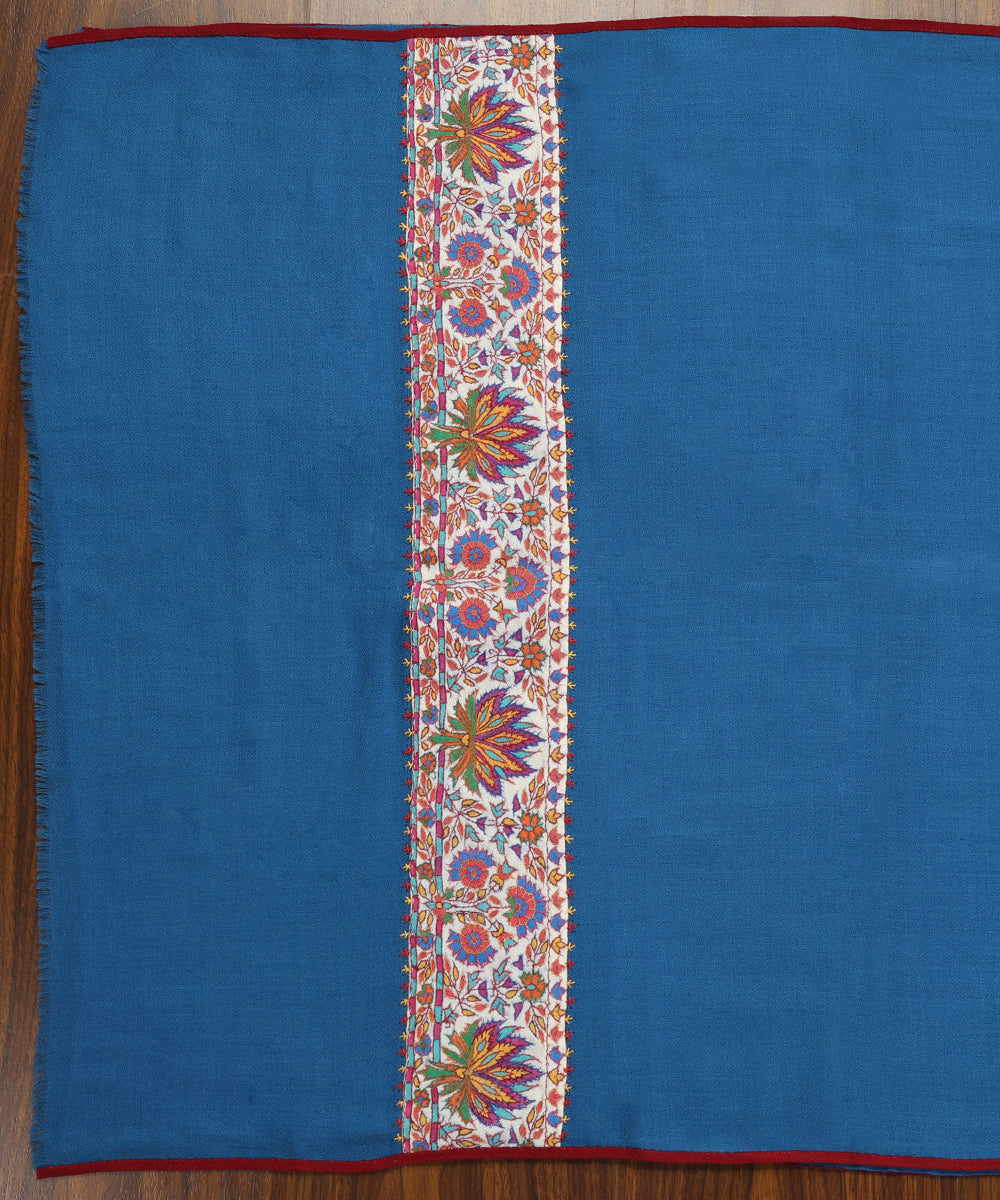 Blue_Handwoven_Pure_Pashmina_Stoles_With_Hand_Appliqued_Kashidakari_Border_WeaverStory_02