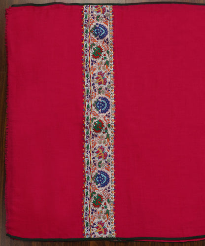 Magenta_Handwoven_Pure_Pashmina_Stole_With_Hand_Appliqued_Kashidakari_Border_WeaverStory_02