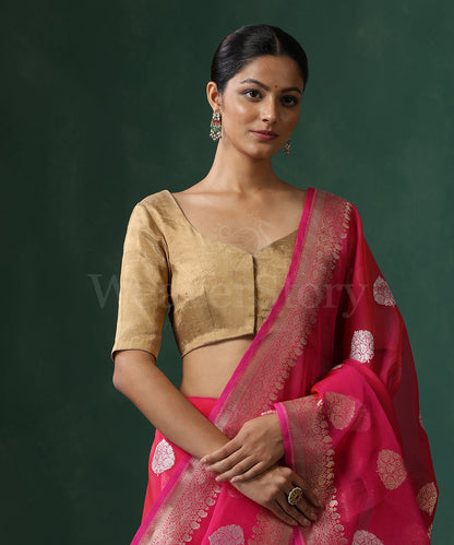 Gold_Handloom_Pure_Tissue_Silk_Blouse_With_Half_Sleeves_WeaverStory_01