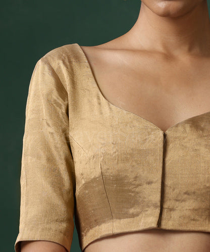 Gold_Handloom_Pure_Tissue_Silk_Blouse_With_Half_Sleeves_WeaverStory_03