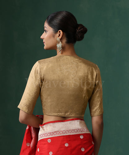 Gold_Handloom_Pure_Tissue_Silk_V_Neck_Princess_Cut_Blouse_WeaverStory_04