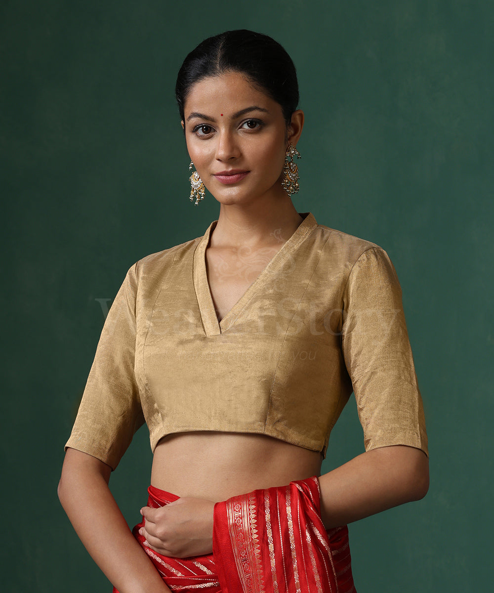 Golden_Tissue_Pure_Silk_Princess_Cut_Blouse_WeaverStory_02