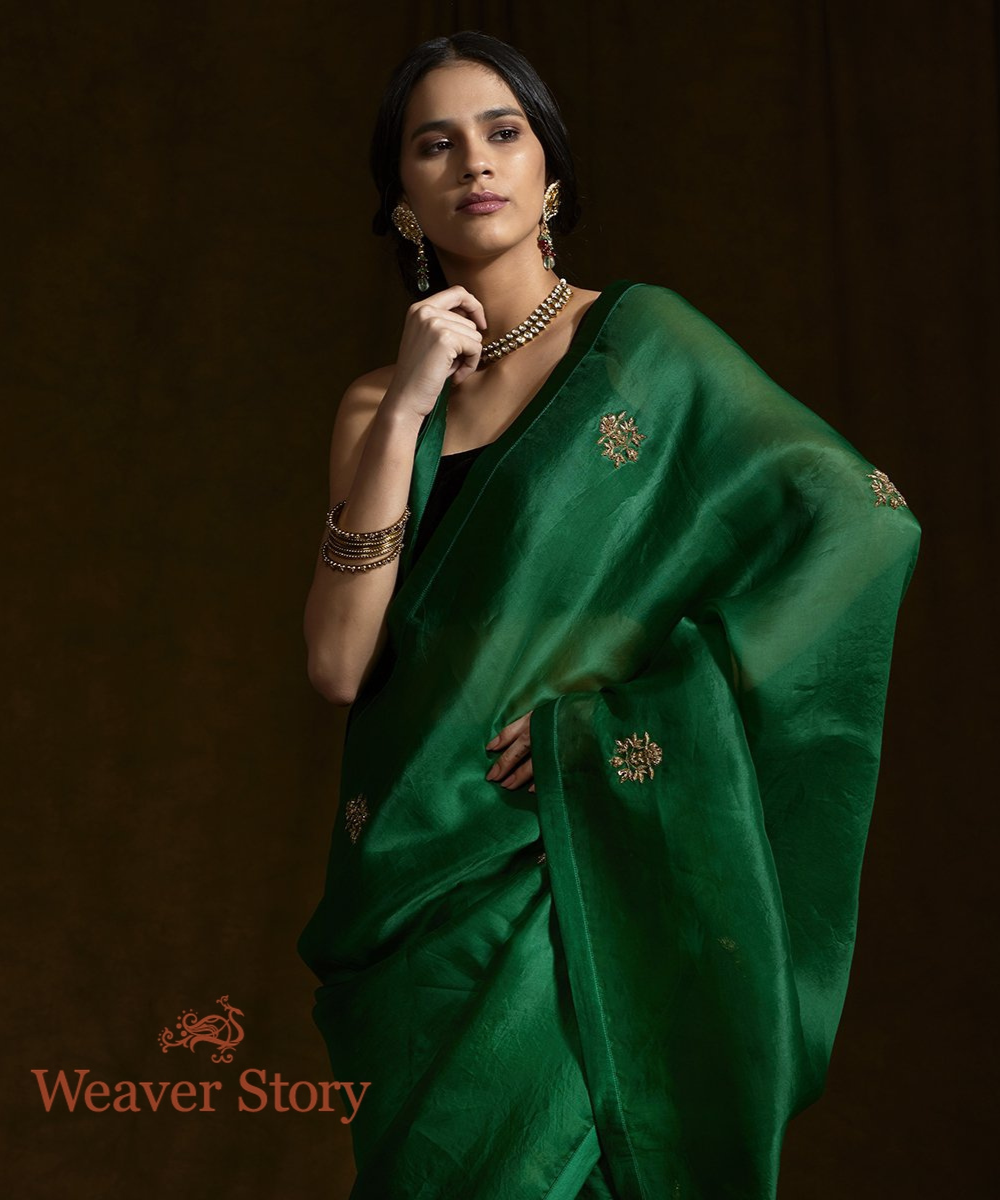 Green_Organza_Silk_Saree_with_Zardozi_Work_WeaverStory_01