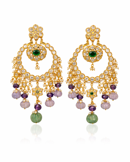 Crystal &amp; Bead Chandbali Earrings