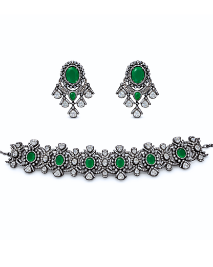 Zircon Regal Emerald Necklace Set