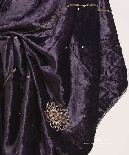 Purple_Hand_Embroidered_Velvet_Doshala_With_Big_Floral_Boota_Embroidery_WeaverStory_03