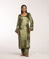 Olive_Green_Handloom_Velvet_Suit_Set_With_Organza_Mori_WeaverStory_01