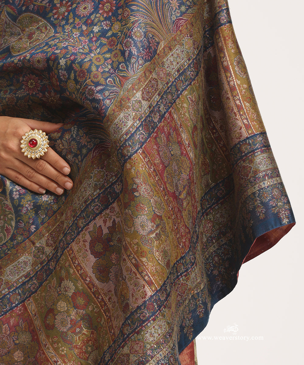 Midnight_Blue_Handwoven_Pure_Cashmere_Wool_Multicolor_Doshala_With_Rust_Tissue_Finishing_WeaverStory_03