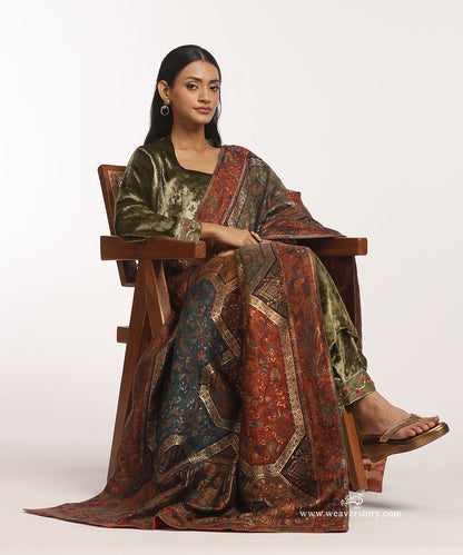 Rust_Handwoven_Pure_Cashmere_Wool_Jamawar_Doshala_With_Rust_Tissue_Fnishing_WeaverStory_02