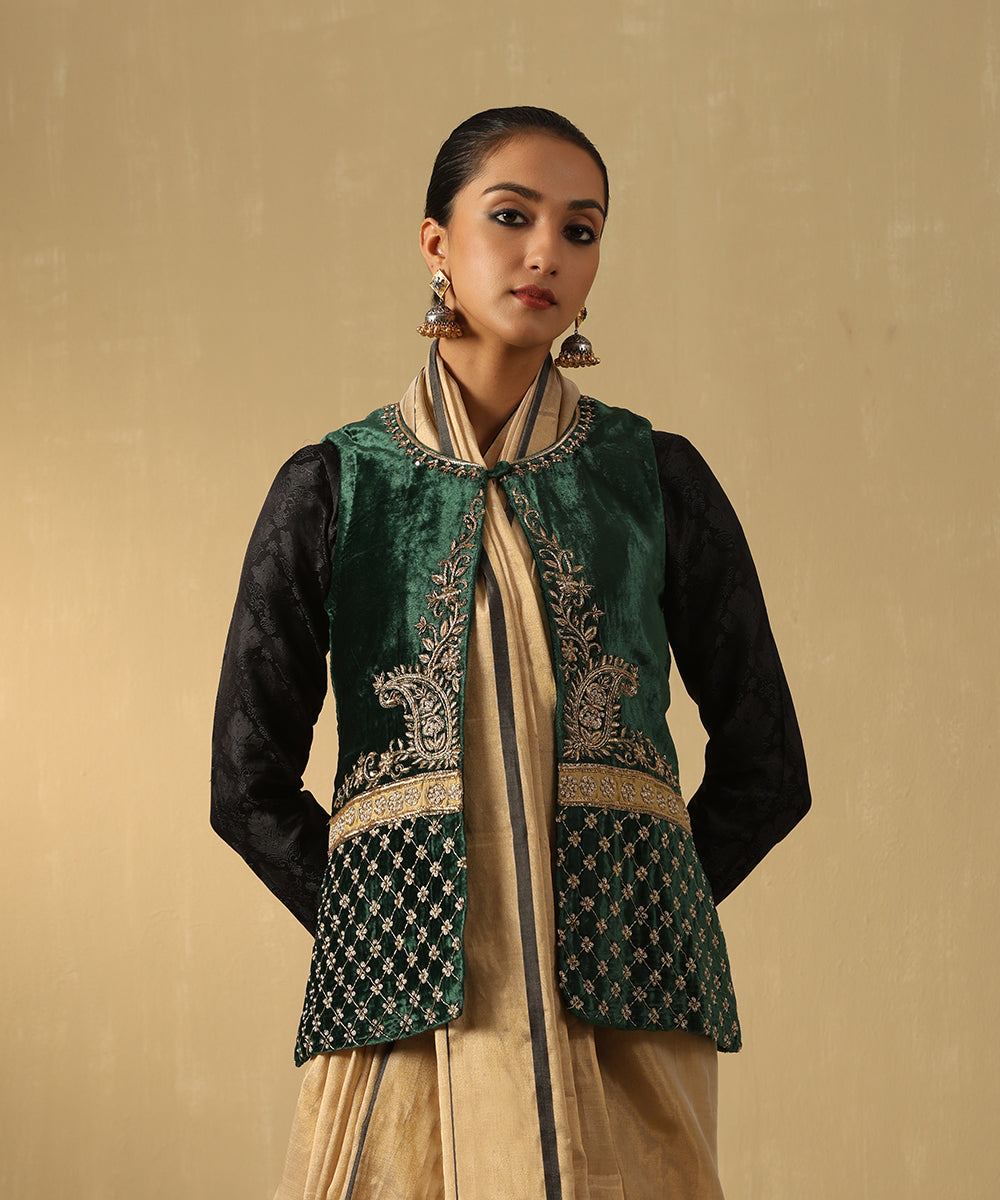 Polyester Hand Embellished Round Neck Velvet Jacket, Women at Rs 9499/piece  in New Delhi