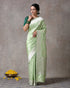 Handloom Pista Green Pure Katan Silk Kadhwa Banarasi Saree With Floral Boota